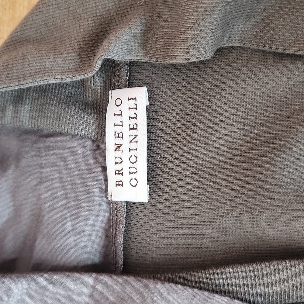 BRUNELLO CUCINELLI Grey Thin Ribbed Front Closure Cardigan, size L - Picture 8 of 16